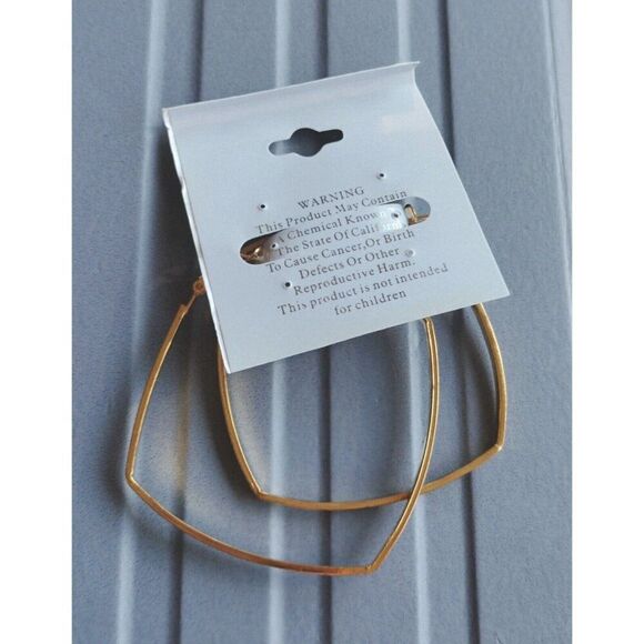 Hoop Earrings Gold Tone Fashion Jewelry Eggshell White Lightweight Career Square - Picture 12 of 15